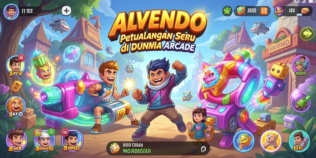 Tangkapan layar ALVENDO yang menunjukkan aksi gameplay seru di dunia Arcade.