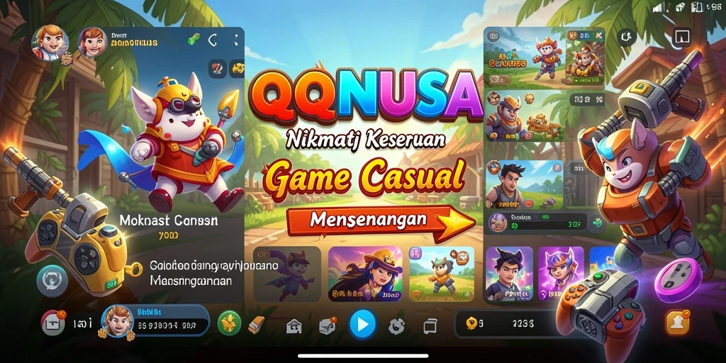 Tampilan gameplay menyenangkan dalam QQNUSA yang penuh warna.