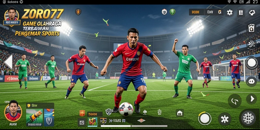 Tampilan gameplay menakjubkan dari ZORO77 yang menunjukkan aksi olahraga intens.